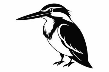 kingfisher silhouette line art vector illustration