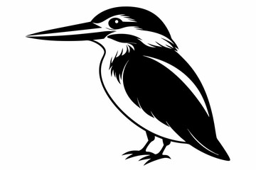 kingfisher silhouette line art vector illustration
