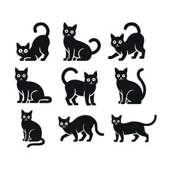 set of cats silhouettes