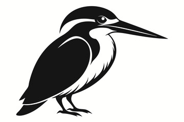 kingfisher silhouette line art vector illustration