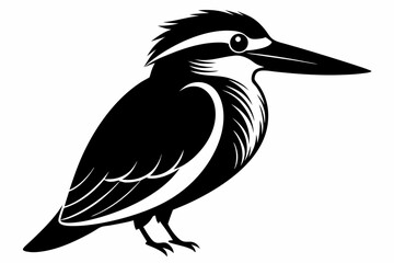 kingfisher silhouette line art vector illustration