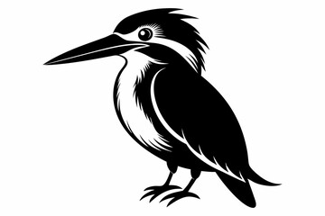 kingfisher silhouette line art vector illustration