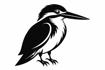 kingfisher silhouette line art vector illustration