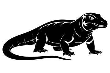 komodo dragon silhouette line art vector illustration