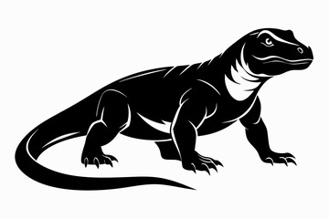 komodo dragon silhouette line art vector illustration
