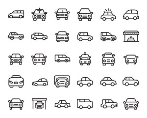 Minimal Car Drive Outline Icon Set