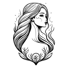 Elegant Woman with Floral Embellishments Vector