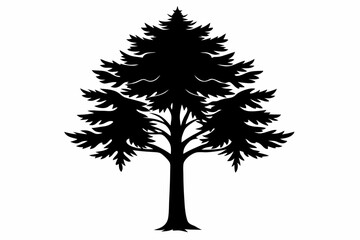 Fototapeta premium larch tree silhouette line art vector illustration