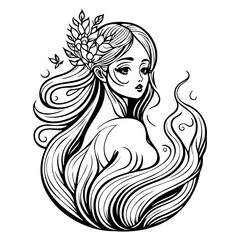 Elegant Female Portrait with Floral Hair Piece