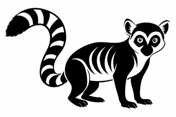 lemur silhouette line art vector illustration