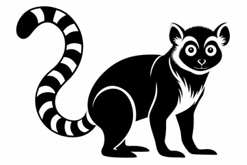 lemur silhouette line art vector illustration