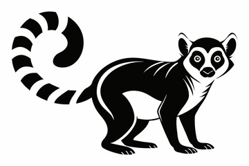 lemur silhouette line art vector illustration