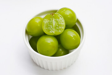 Shine muscat grape on white background.
