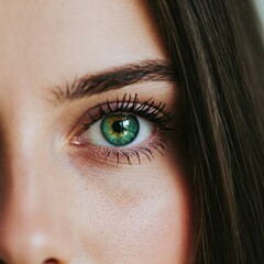 Fototapeta premium Green eye. Green color eye of a woman