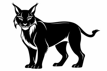 lynx silhouette line art vector illustration