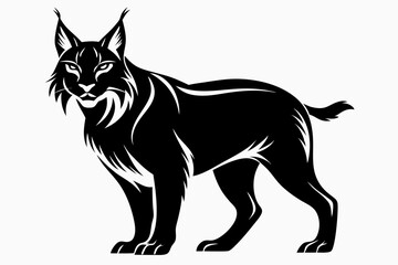 lynx silhouette line art vector illustration