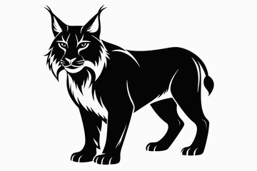 lynx silhouette line art vector illustration