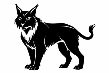lynx silhouette line art vector illustration