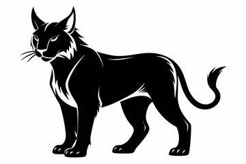 lynx silhouette line art vector illustration