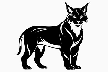 lynx silhouette line art vector illustration