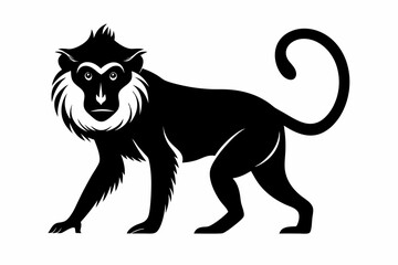 macaque silhouette line art vector illustration