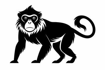 macaque silhouette line art vector illustration