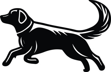 Obraz premium Silhouette of a pug dog, black and white graphic, simplified geometric shapes, bold outlines, minimalist design, vector art style, sleek contours, stylized canine form, high contrast illustration, ico