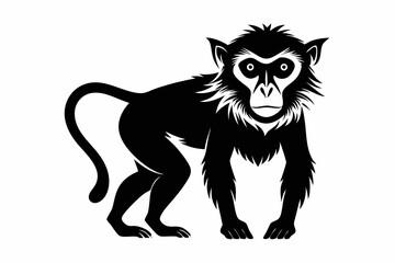 macaque silhouette line art vector illustration