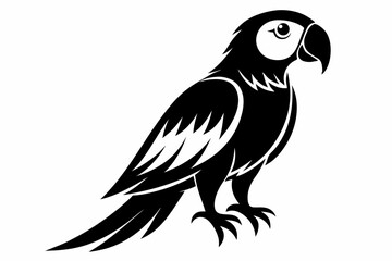 macaw silhouette line art vector illustration