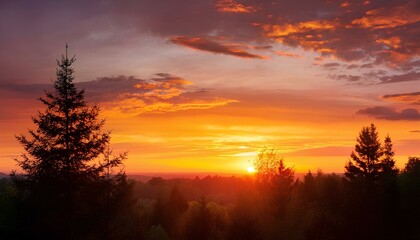 Fototapeta premium A soothing view with sunset over the forest 