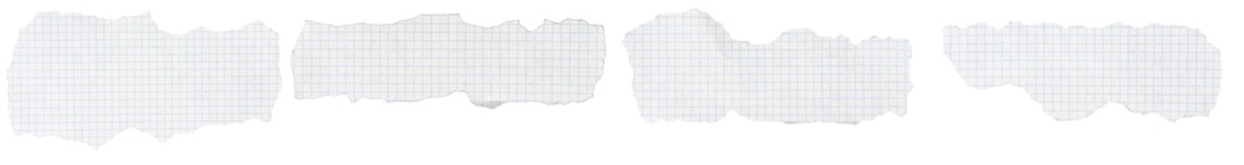 Isolated collection of torn paper on white background, copyspace	