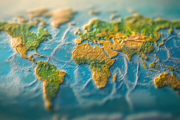 close up of a map of south america