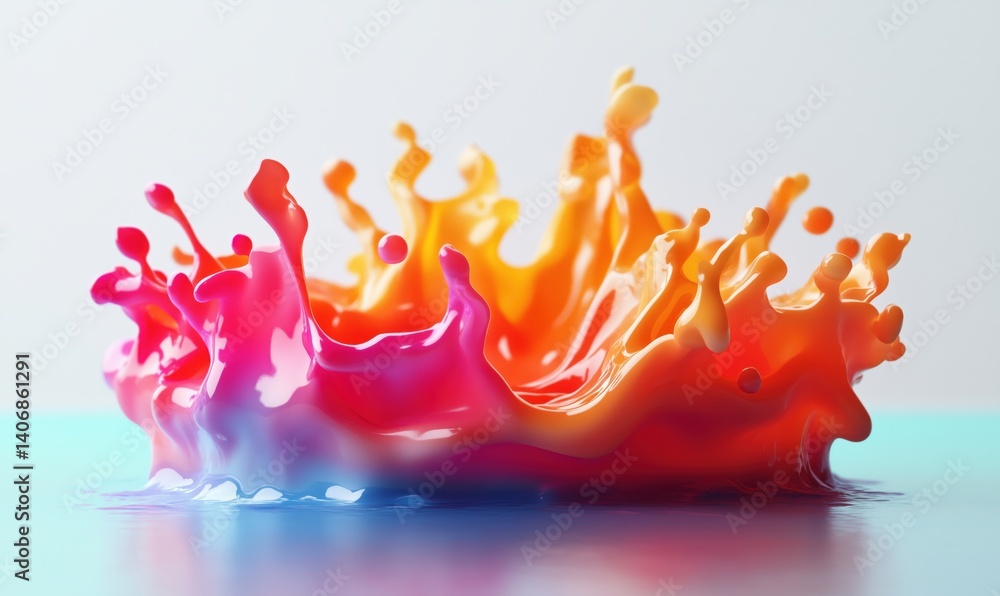 Poster colorful paint splash creating vibrant abstract art with dynamic fluid motion