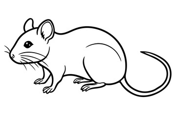 mouse silhouette line art vector illustration
