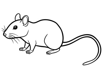 mouse silhouette line art vector illustration