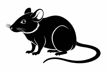 mouse silhouette line art vector illustration