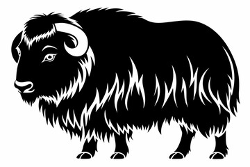 Obraz premium muskox silhouette line art vector illustration