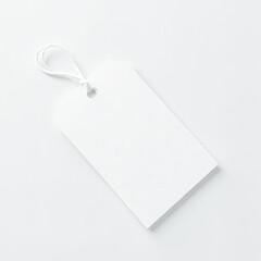 White blank clothing tag, rectangular label, isolated white background, clean textile mockup