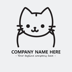 Cat illustration black and white for logo company vector image
