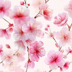 Delicate Pink Cherry Blossom Flowers on Soft Background Design