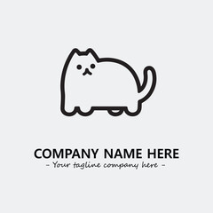 Cat illustration black and white for logo company vector image