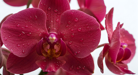 Close-Up of Pink Orchid Flower with Water Droplets – Macro Floral Photography