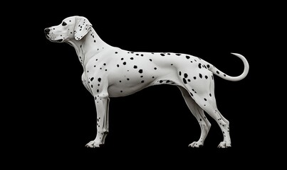 Dalmatian dog profile view showcasing distinctive black spots and elegant posture