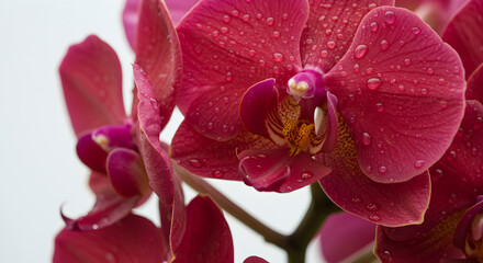 Close-Up of Pink Orchid Flower with Water Droplets – Macro Floral Photography