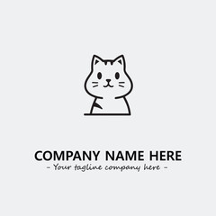 Cat illustration black and white for logo company vector image