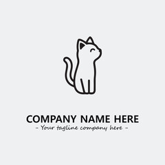 Cat illustration black and white for logo company vector image