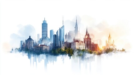 Fototapeta premium A skyline where each building has a completely different architecture style
