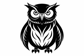 owl silhouette line art vector illustration