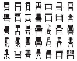 Elegant Chair Seat Icons for Interior Themes