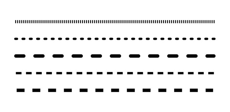 Abstract dashed border divider set vector illustration isolated on transparent background.